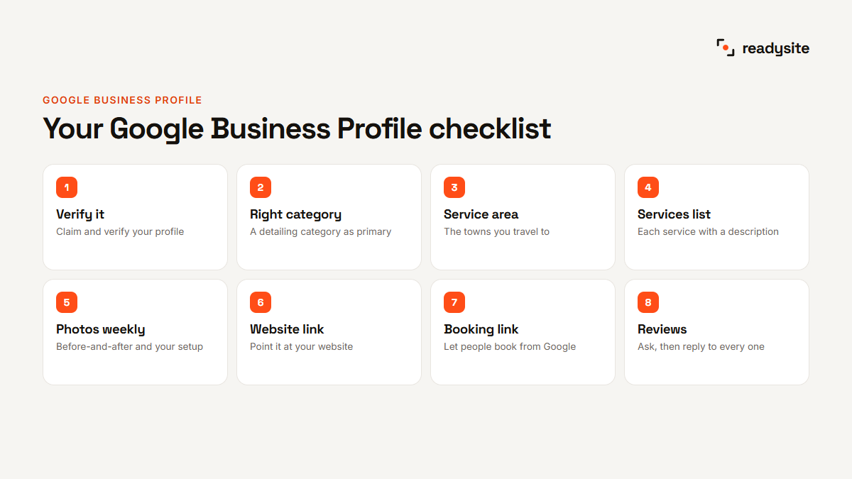 Google Business Profile checklist for car detailing SEO