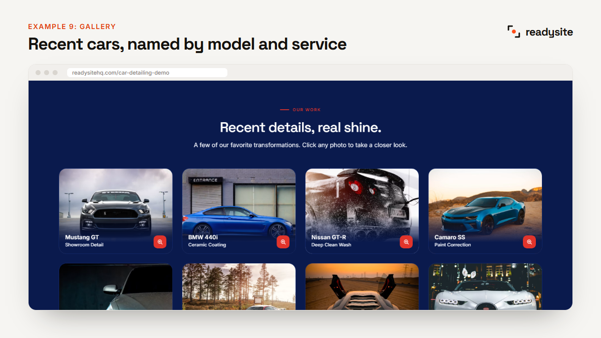 Gallery of detailed cars named by model and service