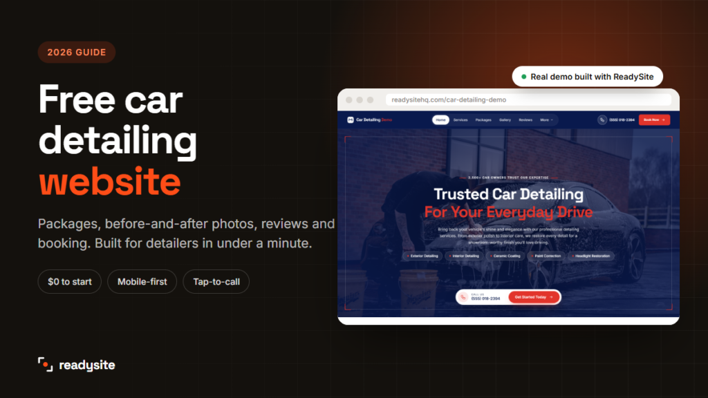 Free car detailing website: a real detailing demo site built with ReadySite
