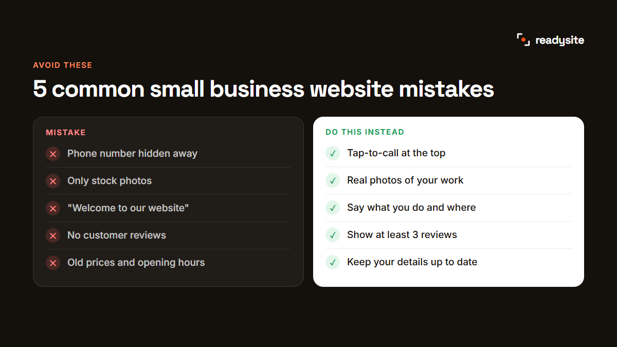 Five common small business website mistakes and what to do instead